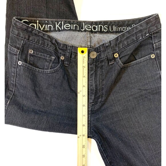 Calvin Klein Jeans Womens 8 Mid Rise Bootcut Black Flared Stretch Denim - Picture 4 of 7